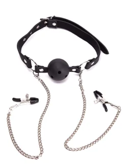 Adjustable Ball Gag & Nipple Clamps