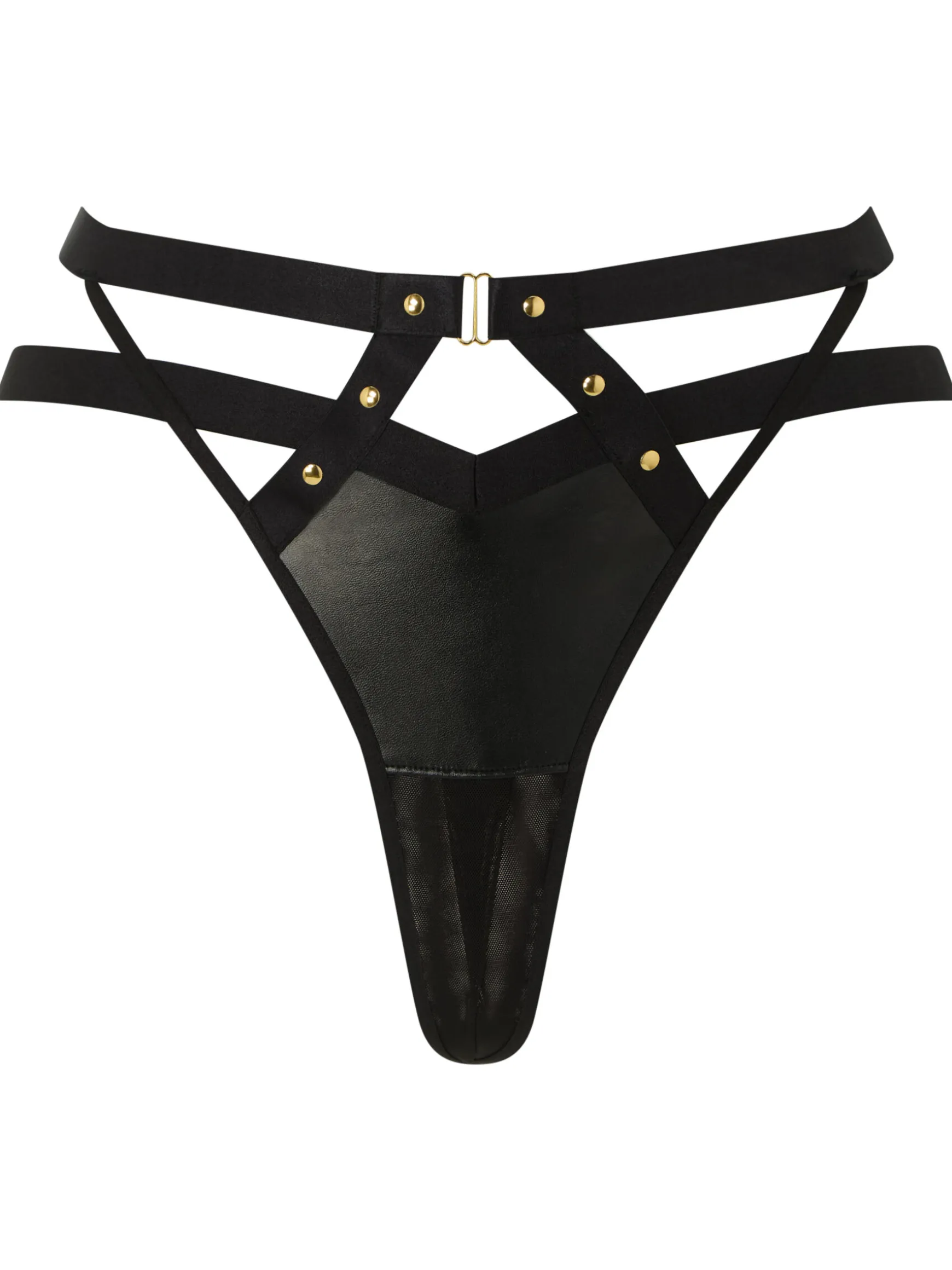 After Dark PU Crotchless G-String - Black