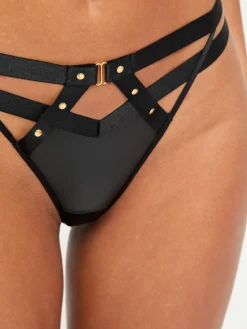 After Dark PU Crotchless G-String - Black