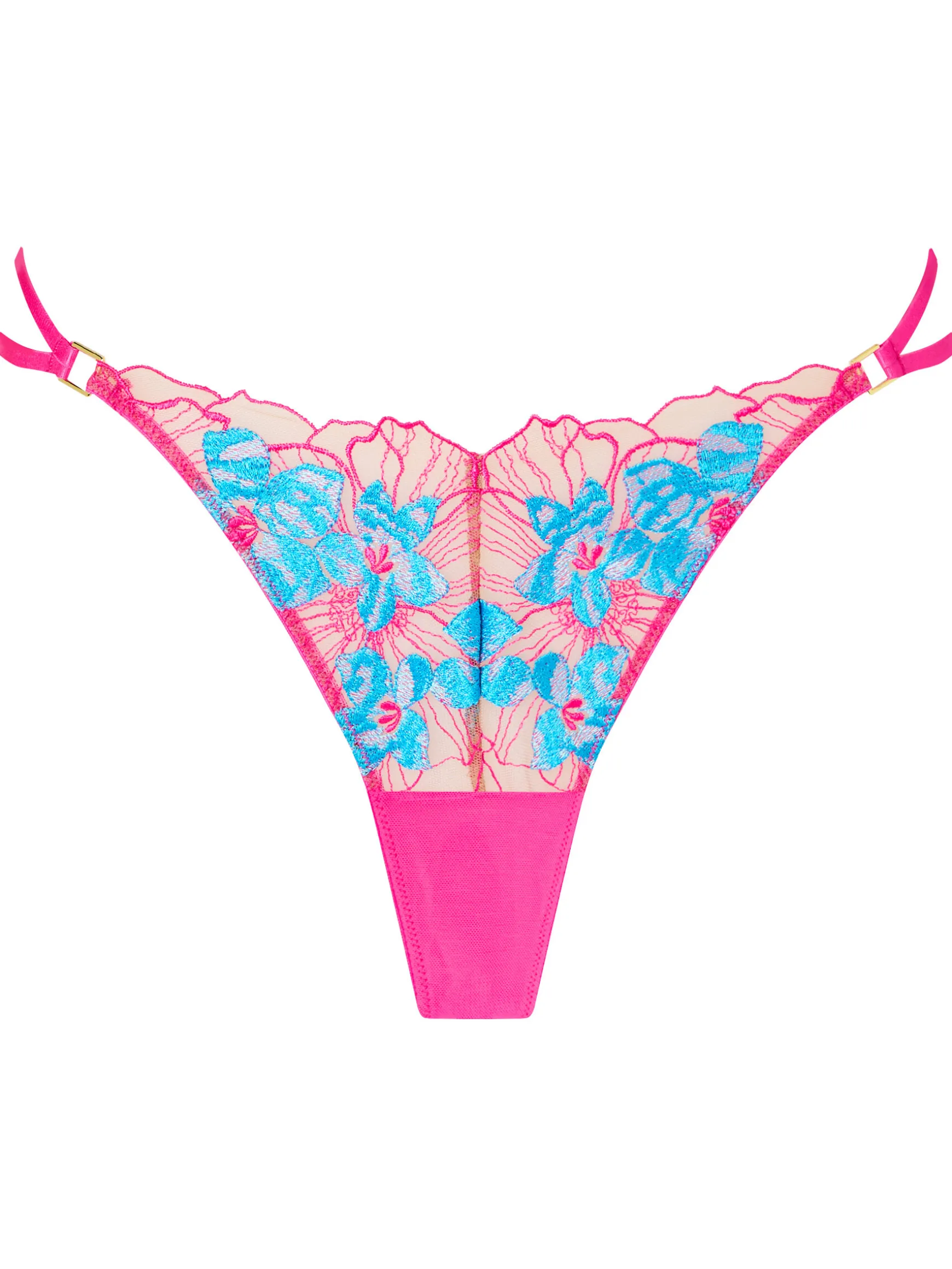 Ambitious Embroidered G-String - Bright Pink