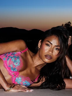 Ambitious Embroidered Non Padded Balcony Bra - Bright Pink