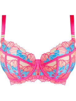 Ambitious Embroidered Non Padded Fuller Bust Balcony Bra - Bright Pink