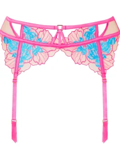 Ambitious Embroidered Waspie Suspender - Bright Pink