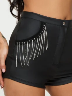 At The After Party PU Diamante Short - Black