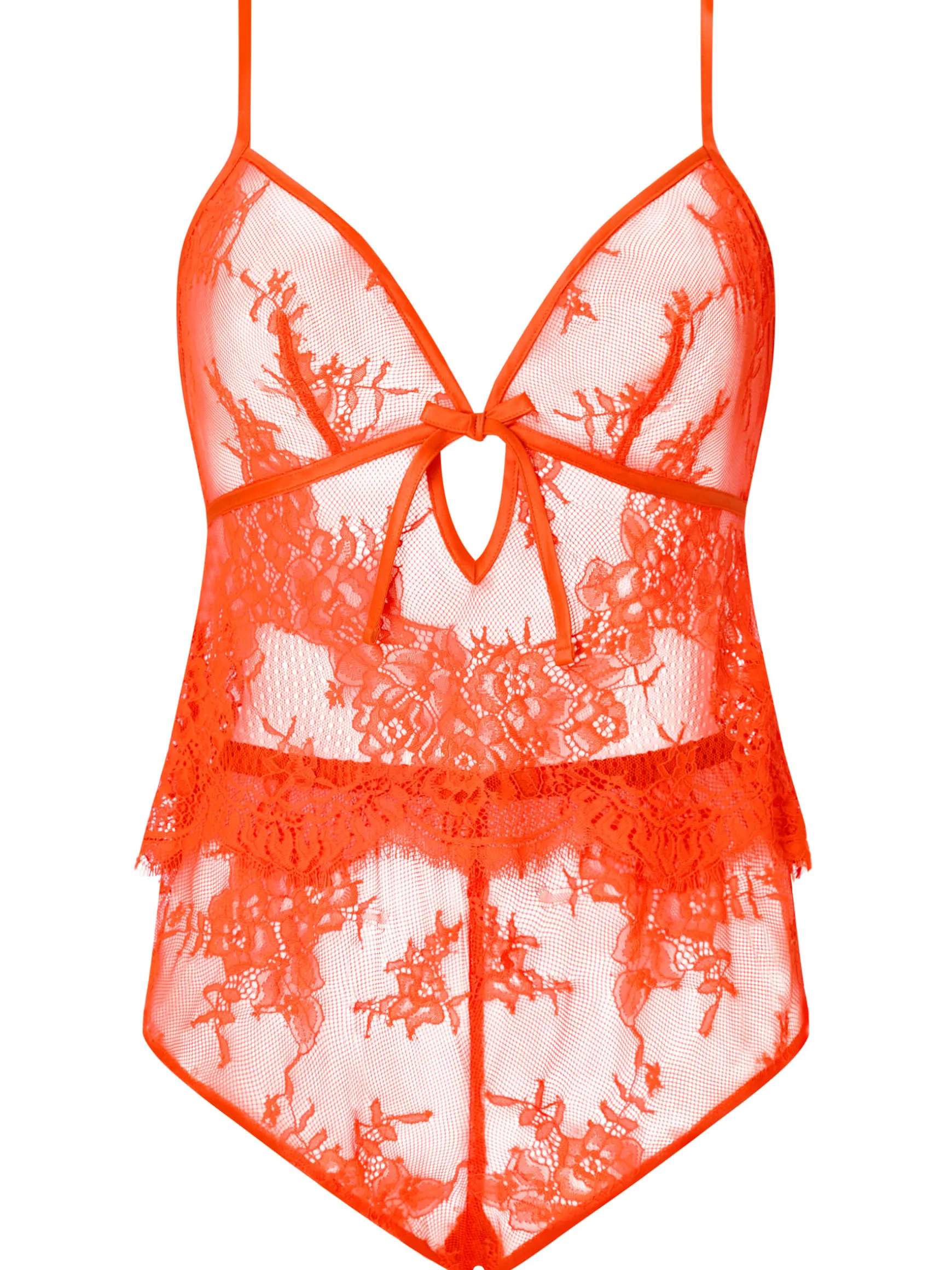 Availing All Over Lace Cami Top & Shorts Set - Bright Orange