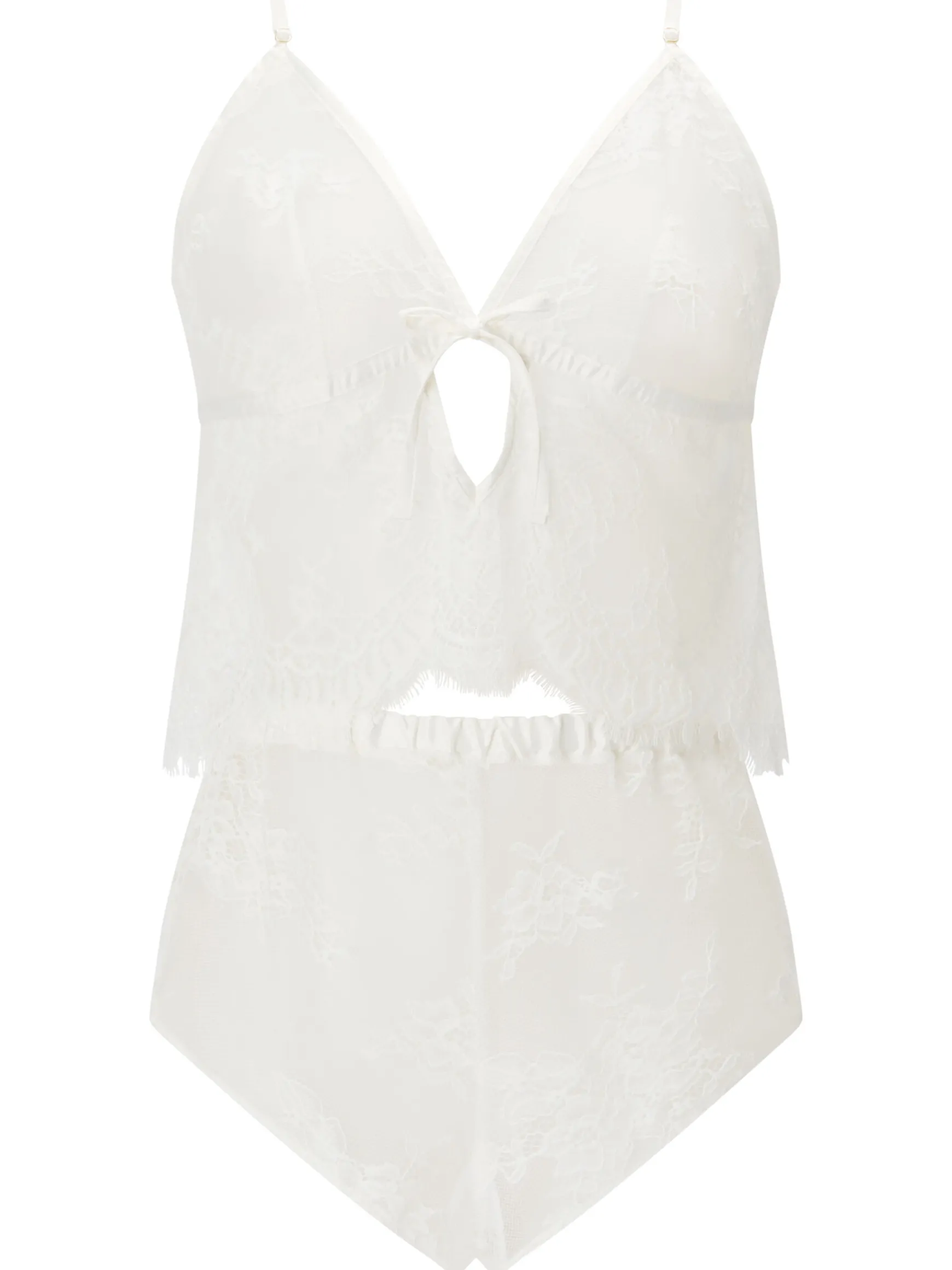 Availing All Over Lace Cami Top & Shorts Set - White