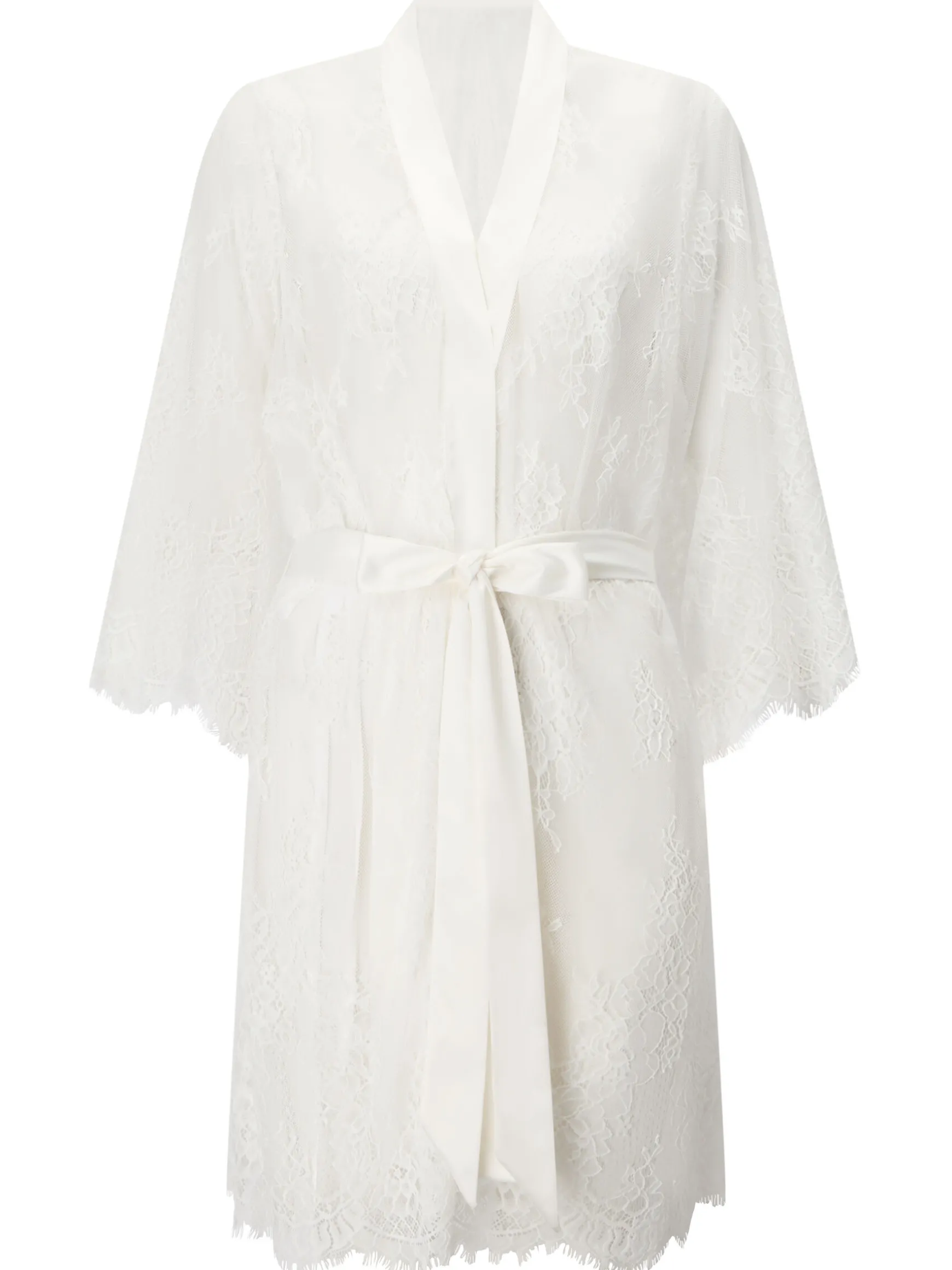 Availing All Over Lace Robe - White