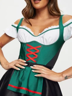 Beer Maid Sexy Costume with Apron - Dark Green