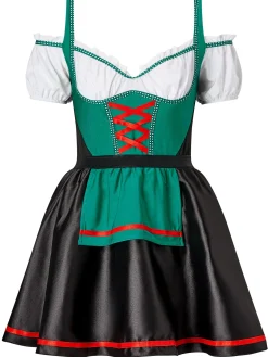 Beer Maid Sexy Costume with Apron - Dark Green