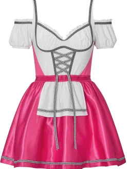 Beer Maid Sexy Costume with Apron - Bright Pink