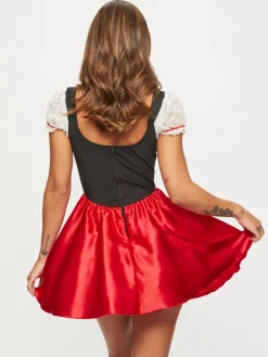 Beer Maid Sexy Costume with Apron - Black/Red