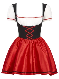 Beer Maid Sexy Costume with Apron - Black/Red