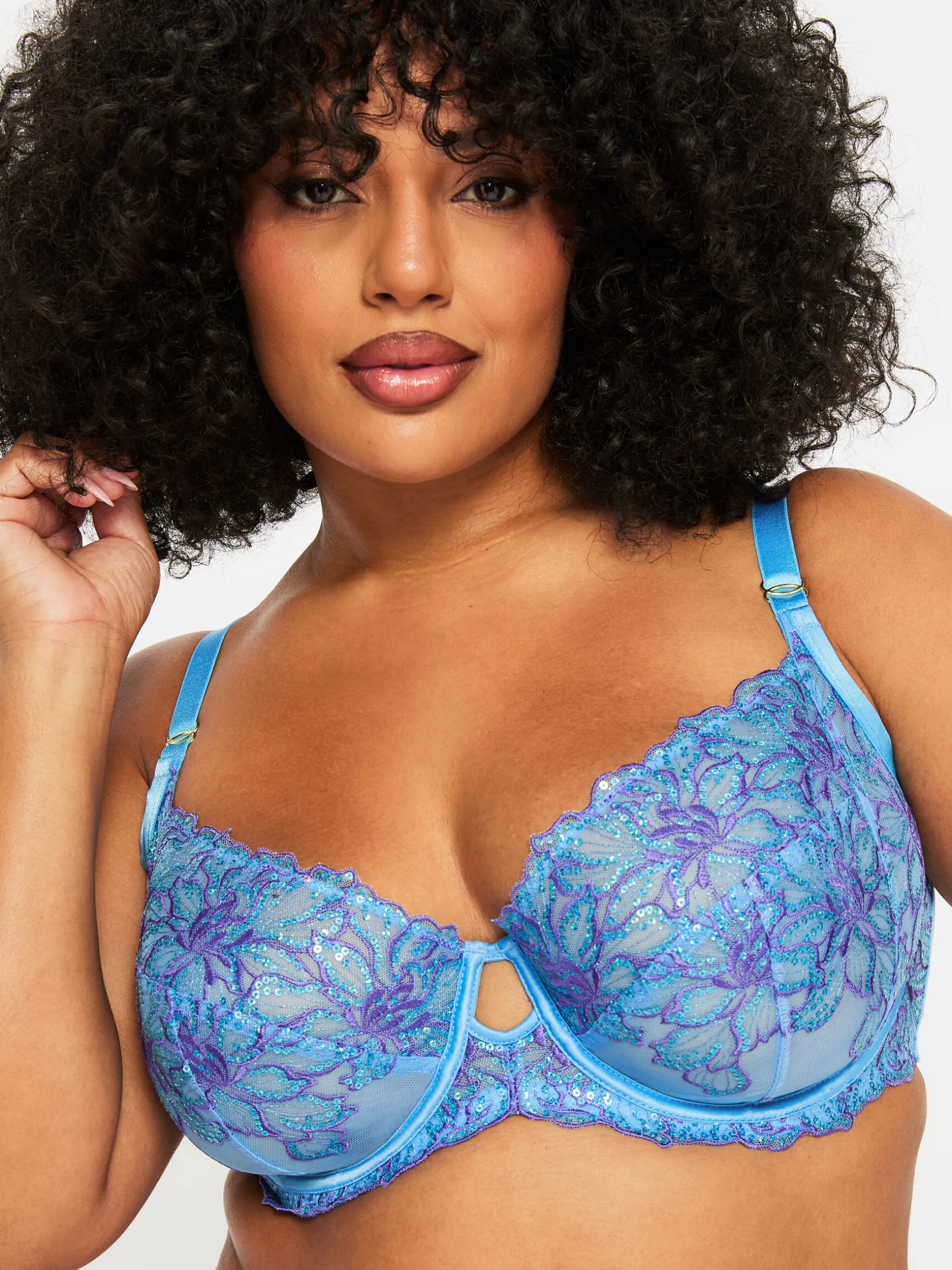 Camille Sequin Non Padded Fuller Bust Balcony Bra - Light Blue
