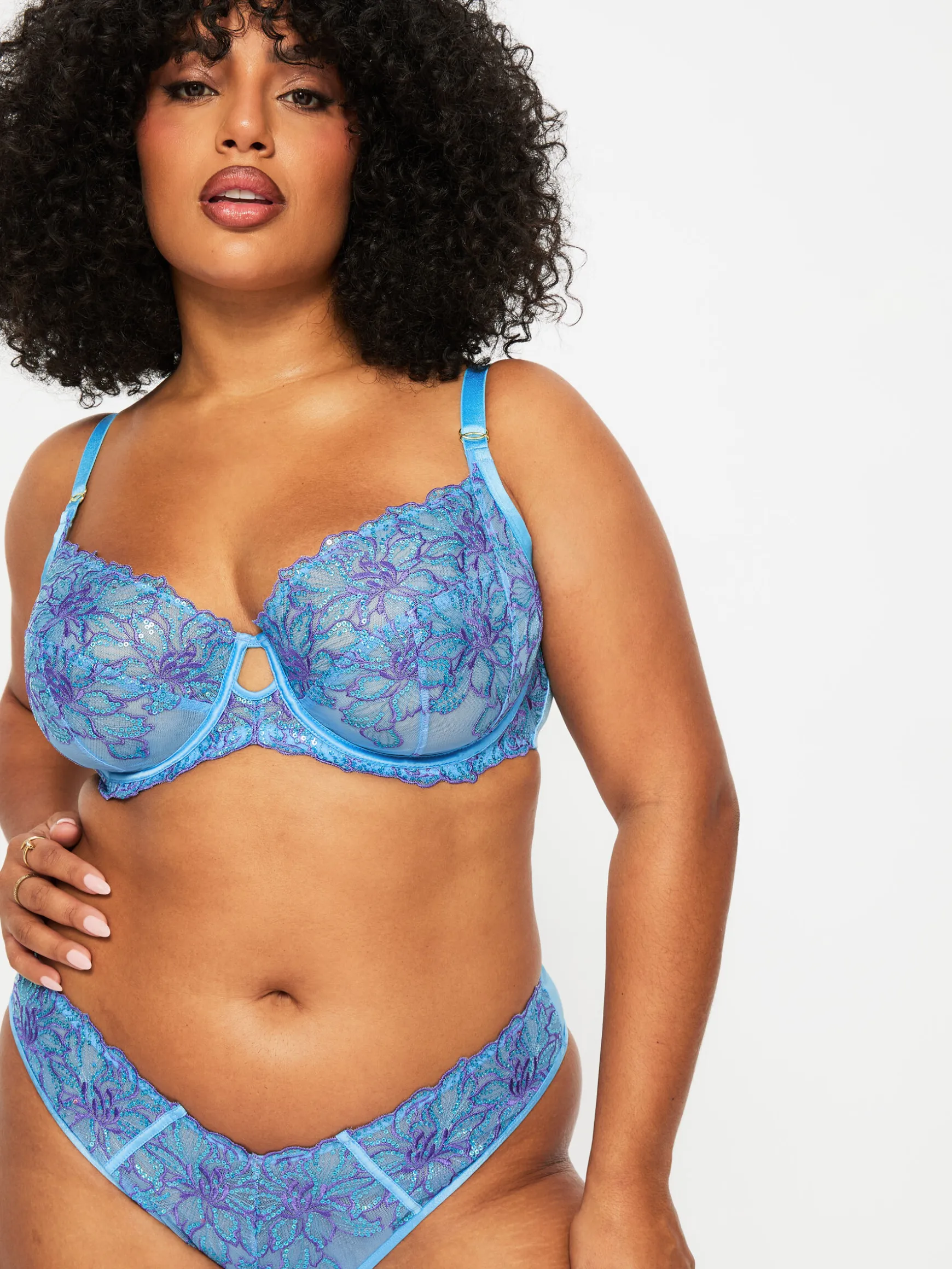 Camille Sequin Non Padded Fuller Bust Balcony Bra - Light Blue