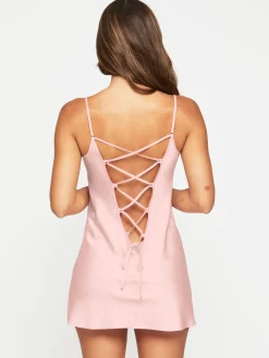 Cherryann Satin Lace Chemise Lingerie - Pale Pink