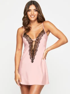Cherryann Satin Lace Chemise Lingerie - Pale Pink
