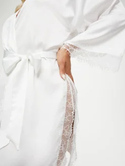 Cherryann Satin Lace Robe - Ivory