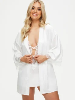 Cherryann Satin Lace Robe - Ivory
