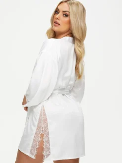 Cherryann Satin Lace Robe - Ivory