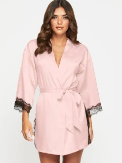 Cherryann Satin Lace Robe - Pale Pink