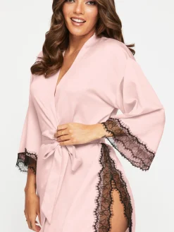 Cherryann Satin Lace Robe - Pale Pink