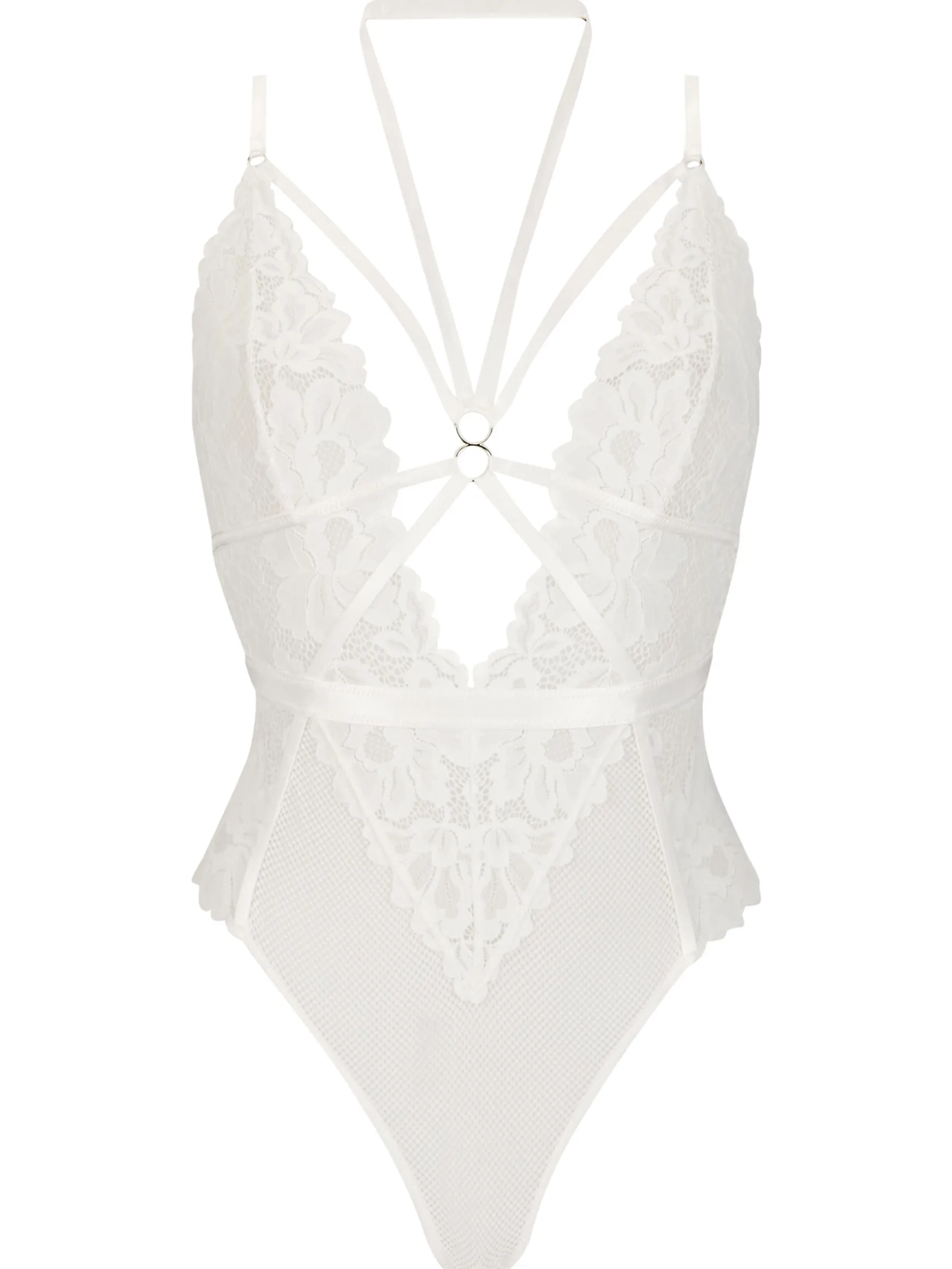 Confession Lace Crotchless Lingerie Body - Ivory