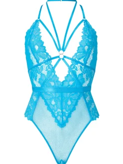 Confession Lace Crotchless Lingerie Body - Blue