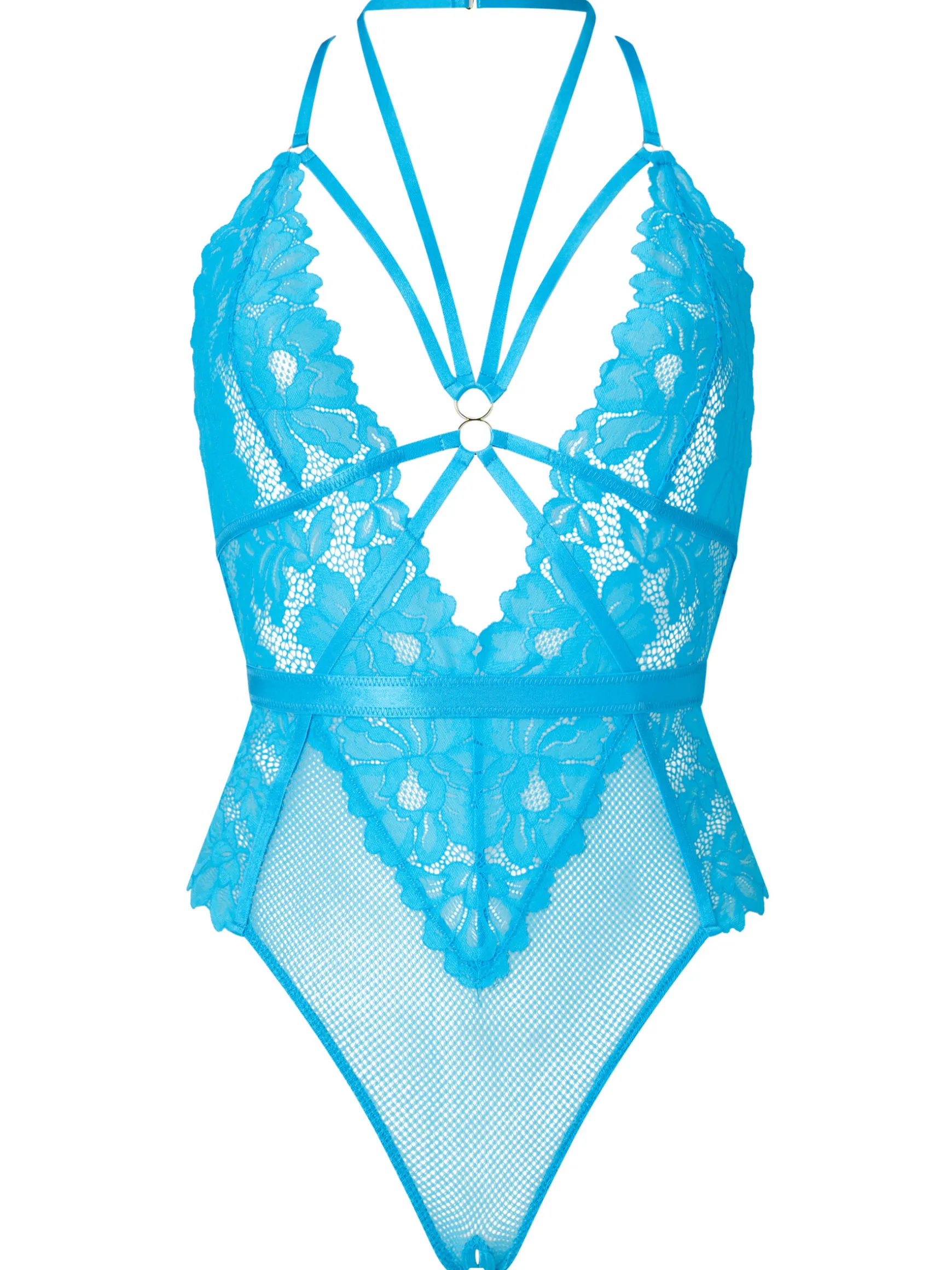 Confession Lace Crotchless Lingerie Body - Blue