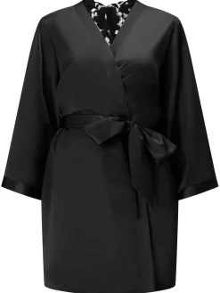 Delphine Satin Robe - Black