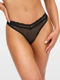 Double Date Lace Crotchless Brazilian Knickers - Pack of 2 - Black/Red