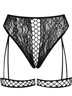Drawn To You Crotchless Brazilian Knickers - Black