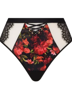 Enchanting Rose High Waist Brazilian - Black/Red