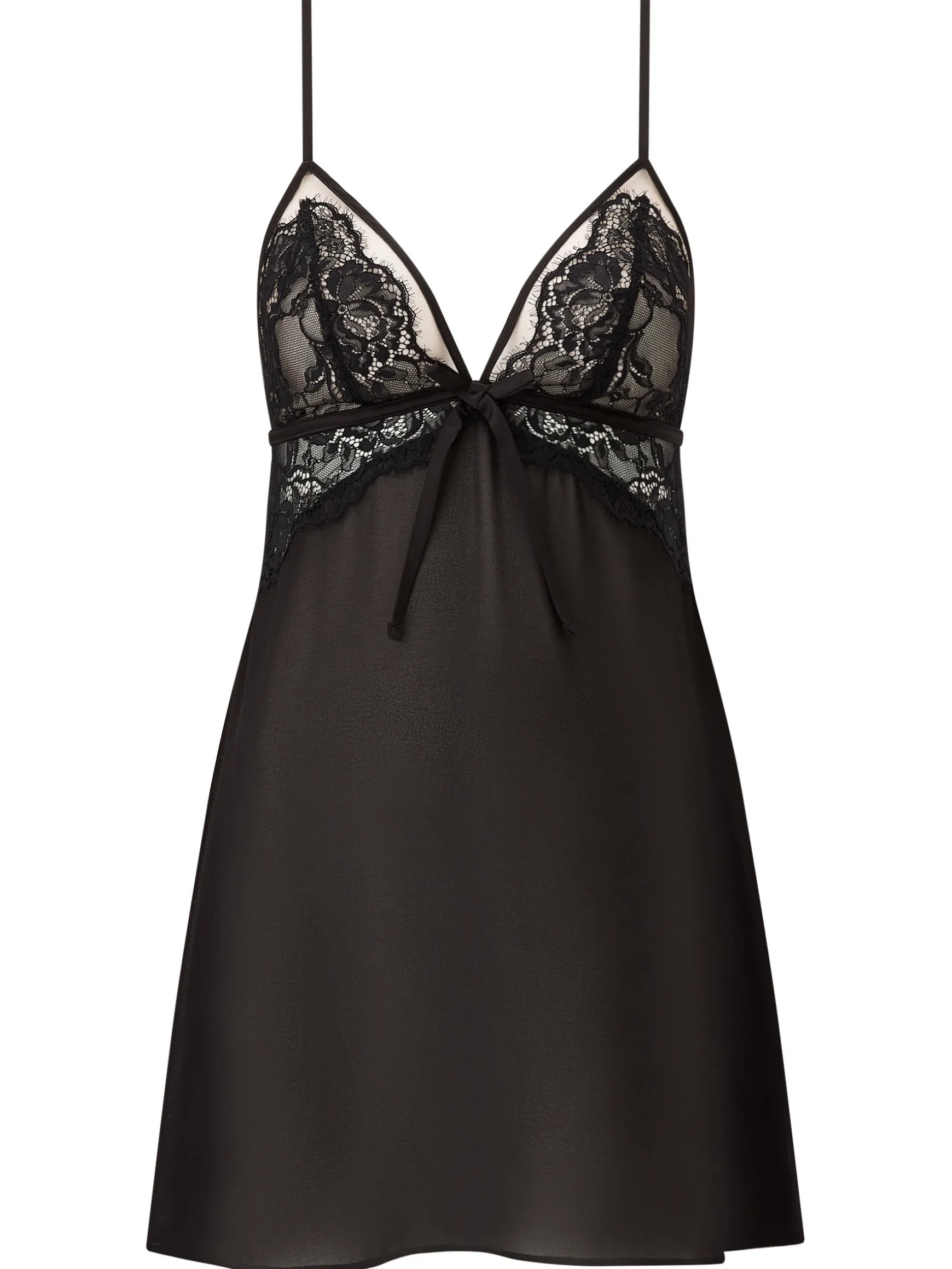 Enchanting Satin Chemise Lingerie - Black