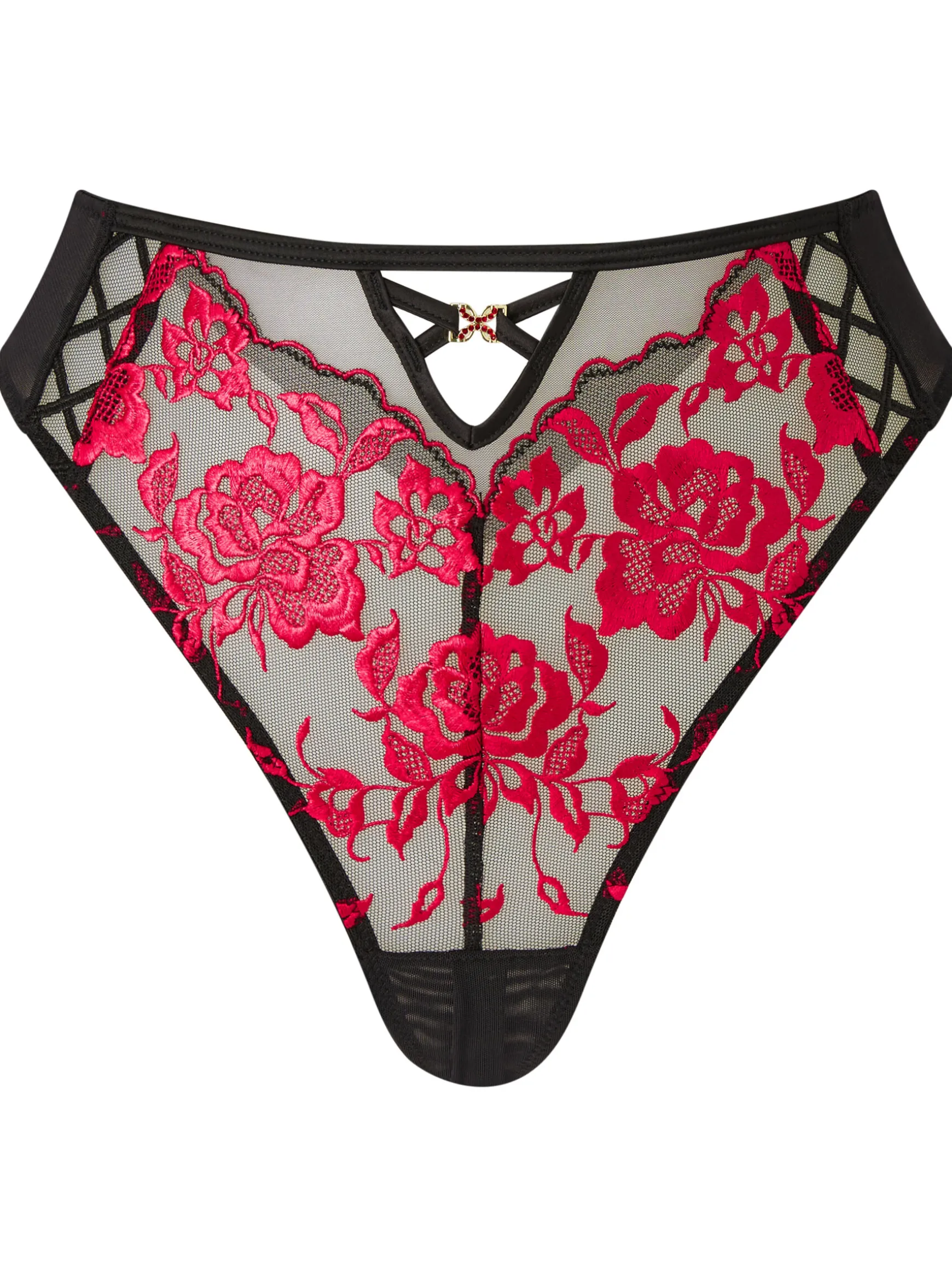 Endless Attraction Crotchless Thong - Black/Red