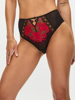 Endless Attraction High Waist Brazilian Knickers - Black/Red