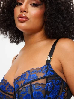 Endless Attraction Non Padded Fuller Bust Plunge Bra - Black/Blue