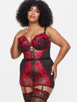 Endless Attraction Padded Cami Suspender - Black/Red