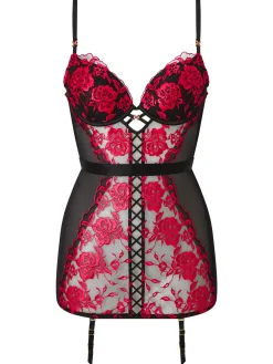Endless Attraction Padded Cami Suspender - Black/Red