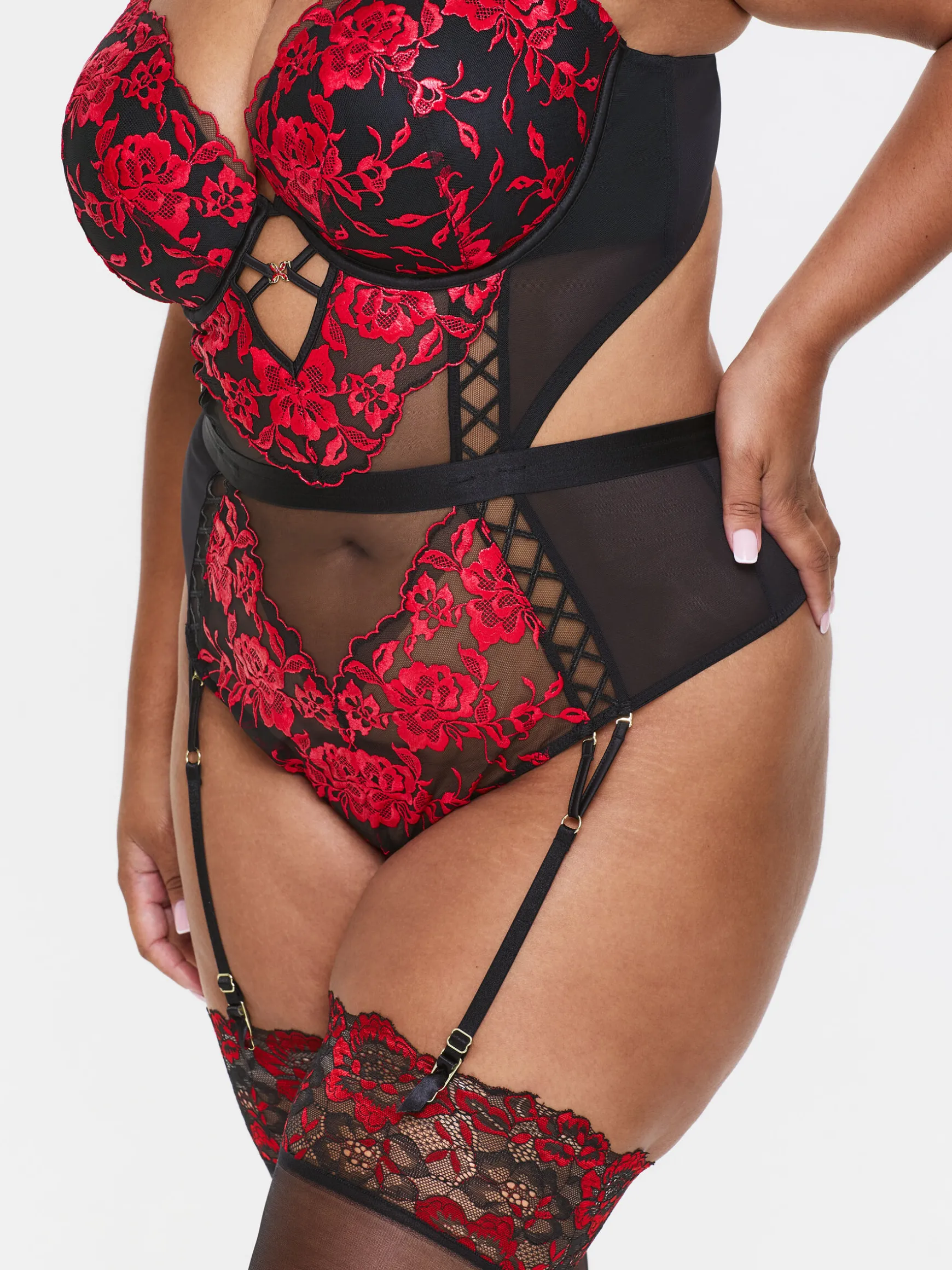 Endless Attraction Padded Lingerie Body - Black/Red