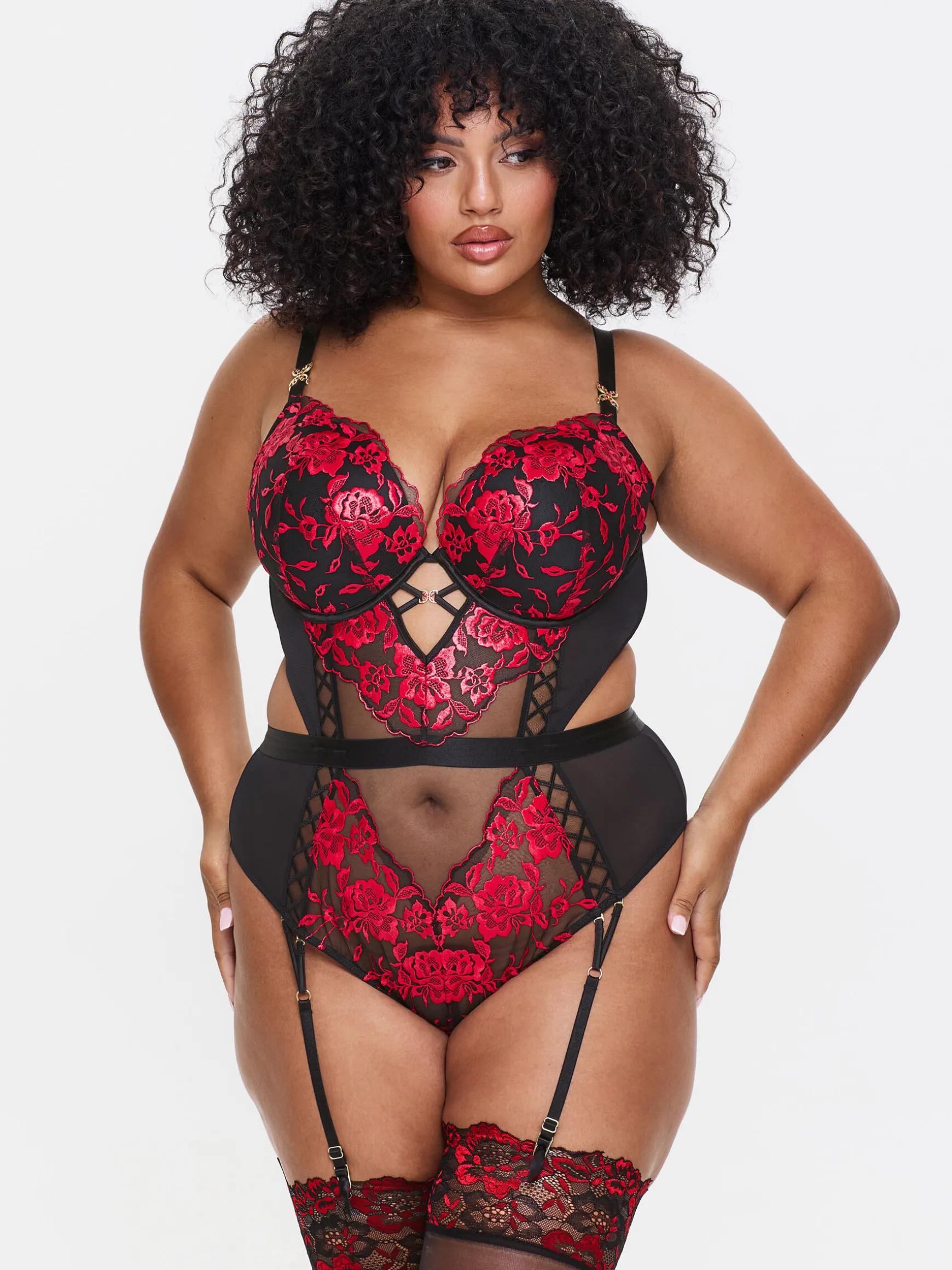 Endless Attraction Padded Lingerie Body - Black/Red