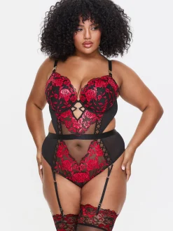 Endless Attraction Padded Lingerie Body - Black/Red