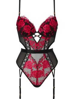Endless Attraction Padded Lingerie Body - Black/Red
