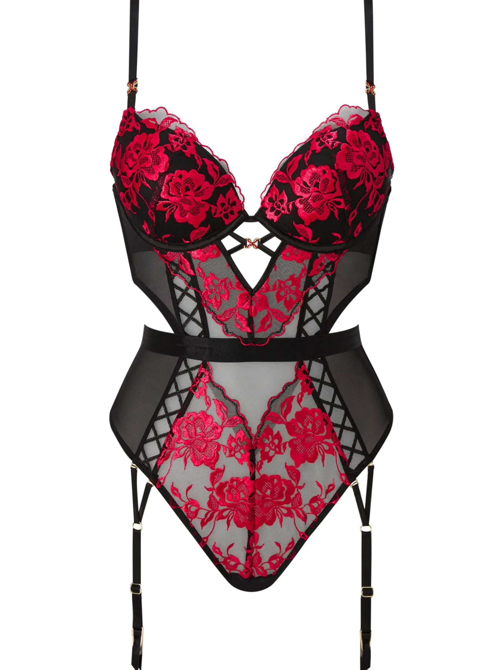 Endless Attraction Padded Lingerie Body - Black/Red