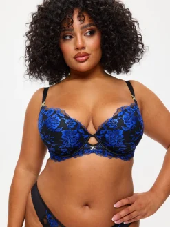 Endless Attraction Padded Plunge Bra - Black/Blue