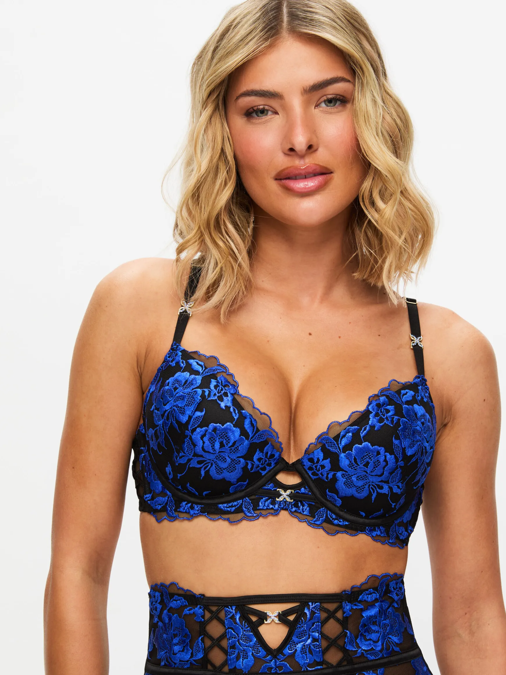 Endless Attraction Padded Plunge Bra - Black/Blue