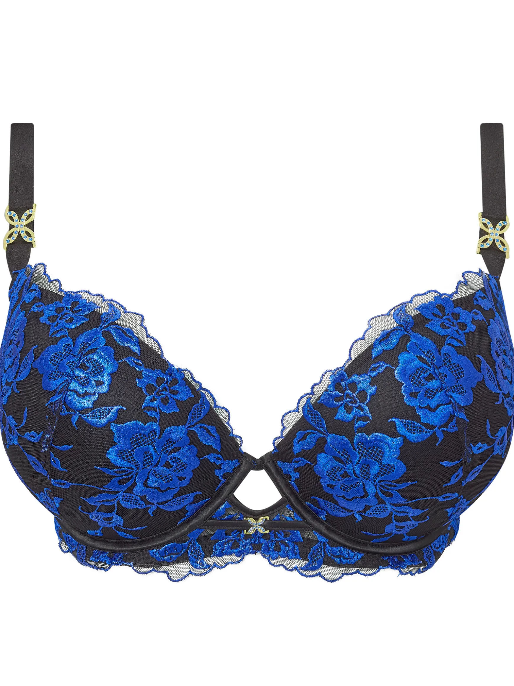 Endless Attraction Padded Plunge Bra - Black/Blue