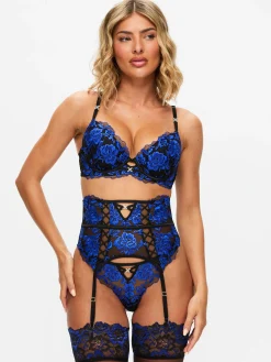 Endless Attraction Padded Plunge Bra - Black/Blue