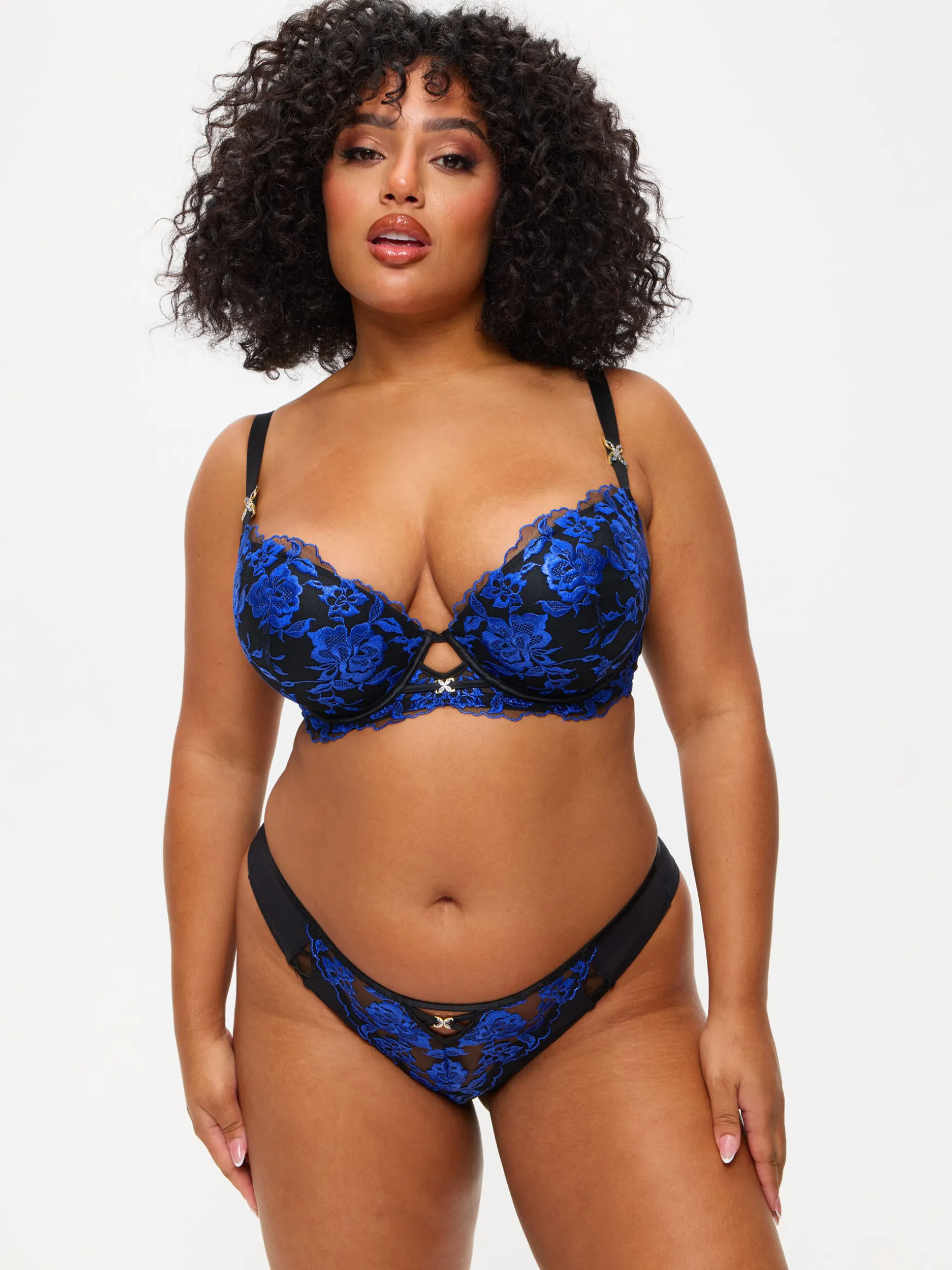 Endless Attraction Padded Plunge Bra - Black/Blue
