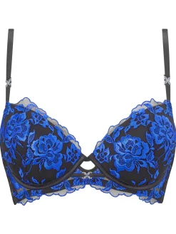 Endless Attraction Padded Plunge Bra - Black/Blue