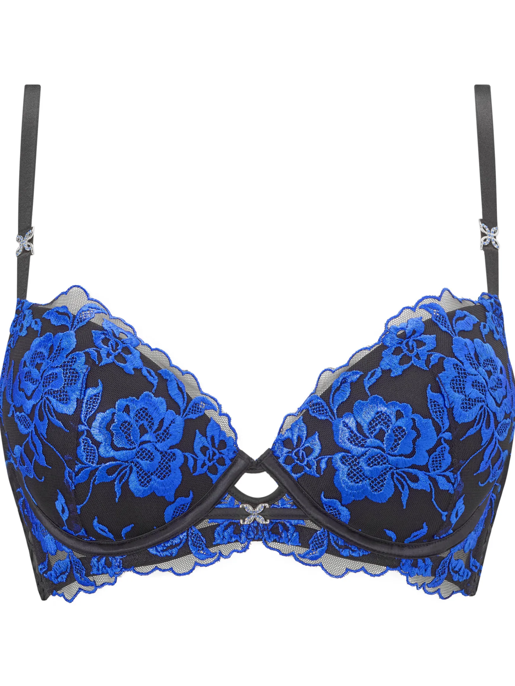 Endless Attraction Padded Plunge Bra - Black/Blue